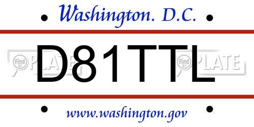 D81TTL District Of Columbia License Plate