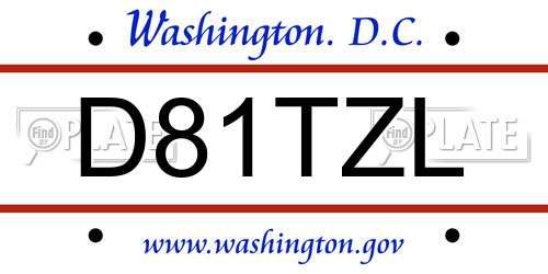 D81TZL District Of Columbia License Plate