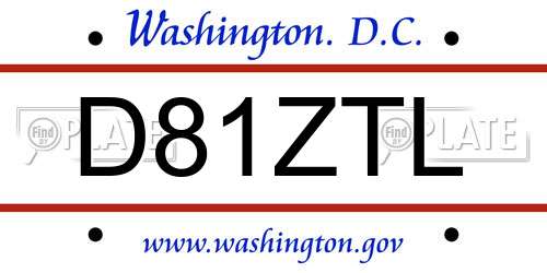 D81ZTL District Of Columbia License Plate