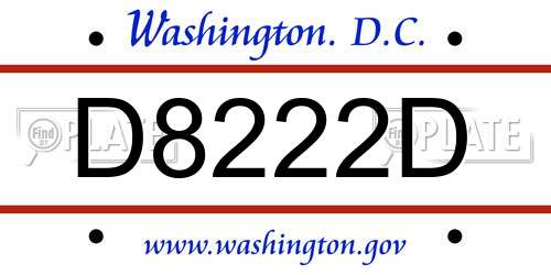 D8222D District Of Columbia License Plate