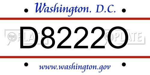 D8222O District Of Columbia License Plate