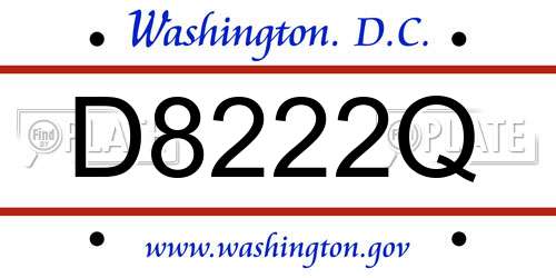 D8222Q District Of Columbia License Plate