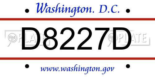 D8227D District Of Columbia License Plate