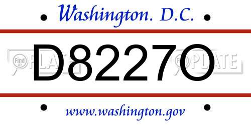 D8227O District Of Columbia License Plate