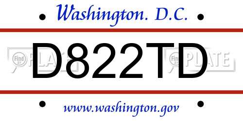 D822TD District Of Columbia License Plate