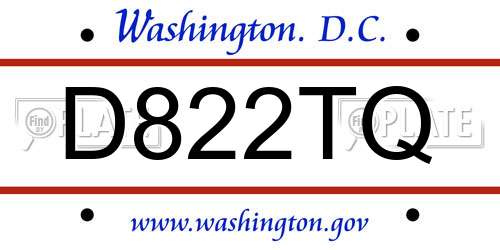 D822TQ District Of Columbia License Plate