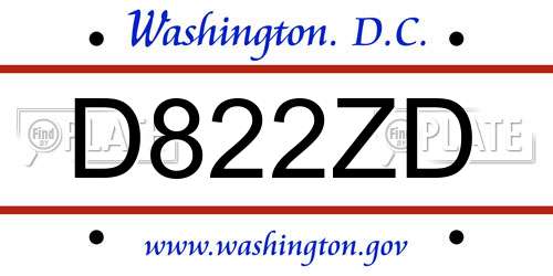 D822ZD District Of Columbia License Plate