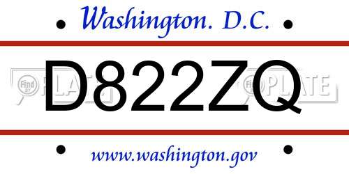 D822ZQ District Of Columbia License Plate