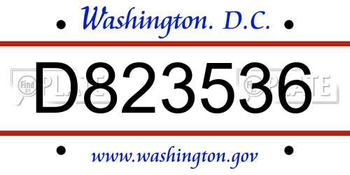 D823536 District Of Columbia License Plate