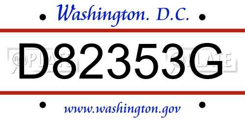 D82353G District Of Columbia License Plate