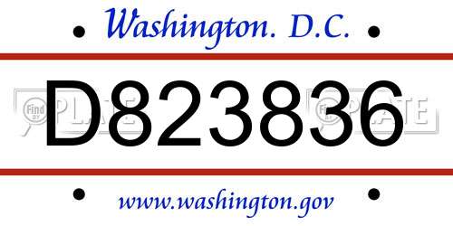 D823836 District Of Columbia License Plate