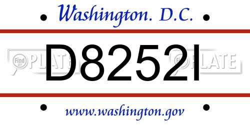 D8252I District Of Columbia License Plate