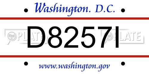 D8257I District Of Columbia License Plate