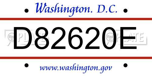 D82620E District Of Columbia License Plate