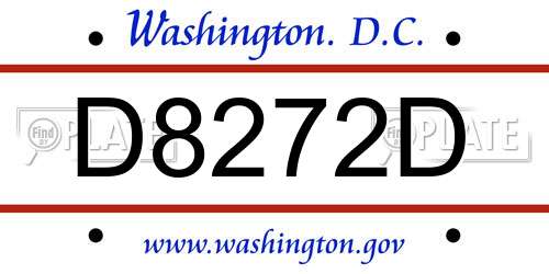 D8272D District Of Columbia License Plate