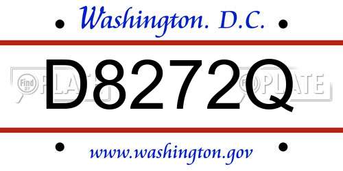 D8272Q District Of Columbia License Plate