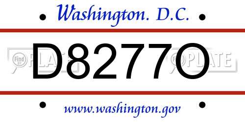 D8277O District Of Columbia License Plate