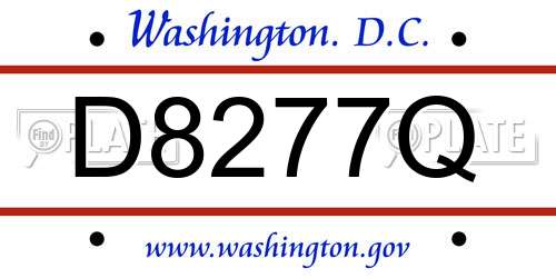 D8277Q District Of Columbia License Plate