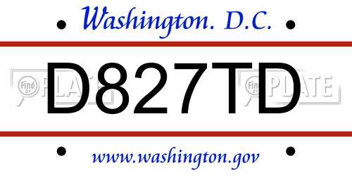 D827TD District Of Columbia License Plate
