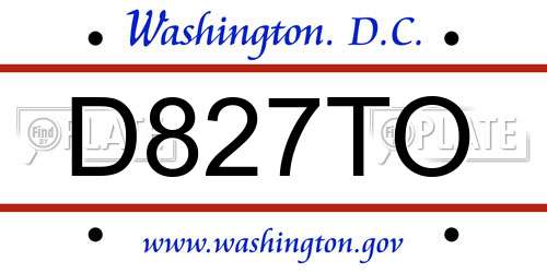 D827TO District Of Columbia License Plate