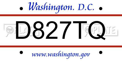 D827TQ District Of Columbia License Plate