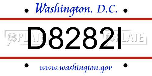D8282I District Of Columbia License Plate