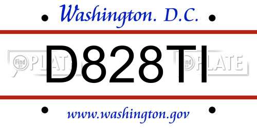 D828TI District Of Columbia License Plate