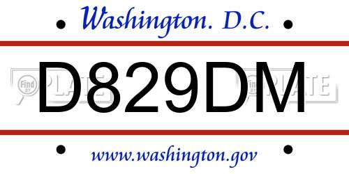 D829DM District Of Columbia License Plate