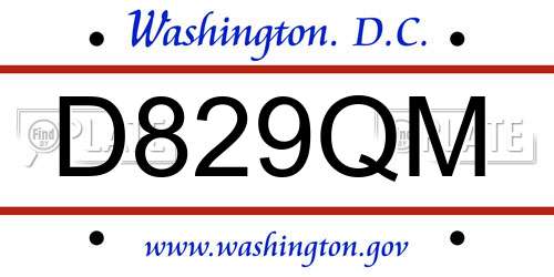 D829QM District Of Columbia License Plate