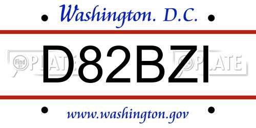 D82BZI District Of Columbia License Plate
