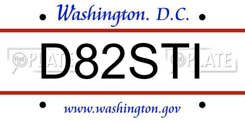 D82STI District Of Columbia License Plate
