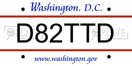 D82TTD District Of Columbia License Plate