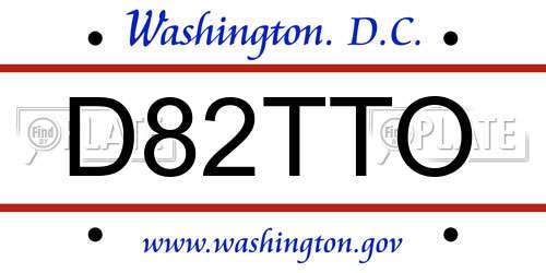 D82TTO District Of Columbia License Plate