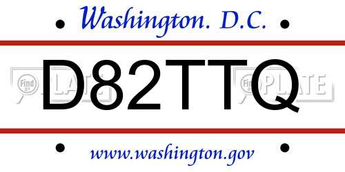 D82TTQ District Of Columbia License Plate