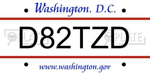 D82TZD District Of Columbia License Plate