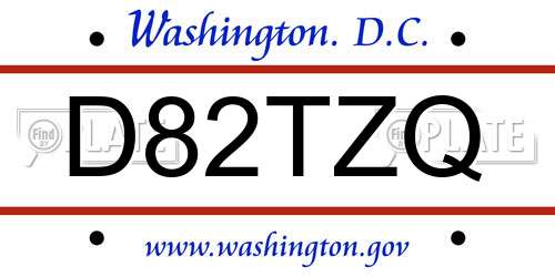D82TZQ District Of Columbia License Plate