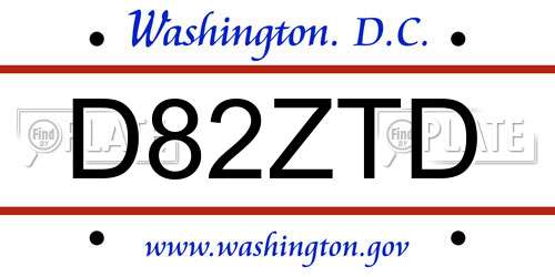 D82ZTD District Of Columbia License Plate