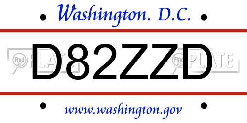 D82ZZD District Of Columbia License Plate