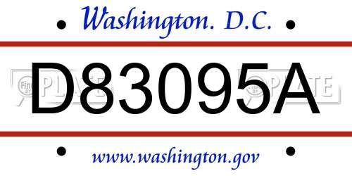 D83095A District Of Columbia License Plate