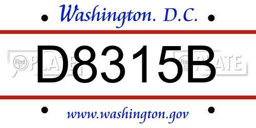 D8315B District Of Columbia License Plate