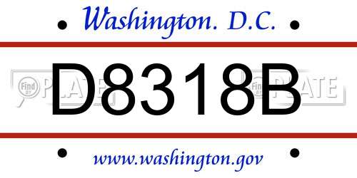 D8318B District Of Columbia License Plate