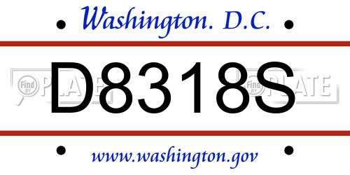 D8318S District Of Columbia License Plate