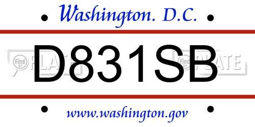 D831SB District Of Columbia License Plate