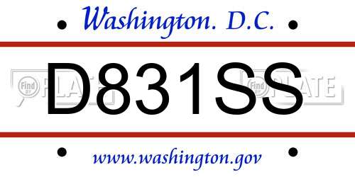 D831SS District Of Columbia License Plate
