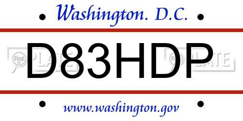 D83HDP District Of Columbia License Plate