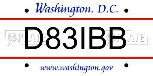 D83IBB District Of Columbia License Plate