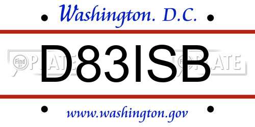 D83ISB District Of Columbia License Plate