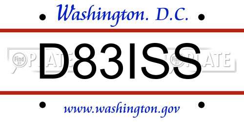 D83ISS District Of Columbia License Plate