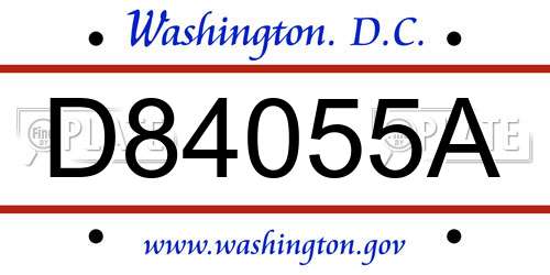 D84055A District Of Columbia License Plate