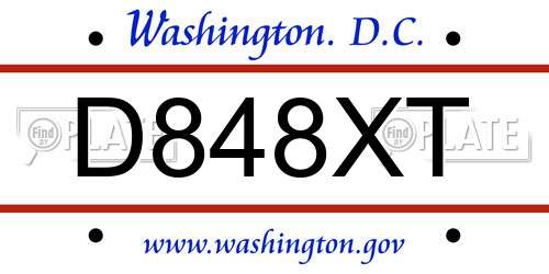 D848XT District Of Columbia License Plate